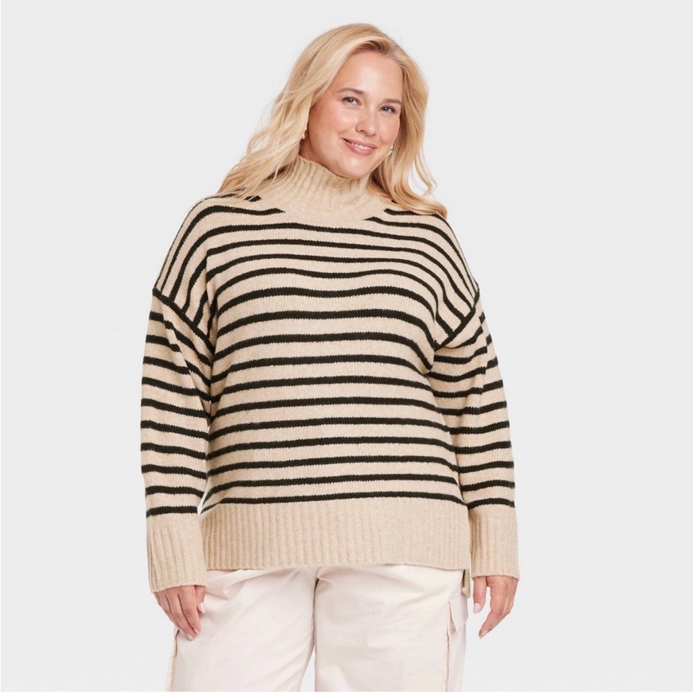 381 NWT a new‎ day Funnel Neck Striped Sweater - Size: 4X